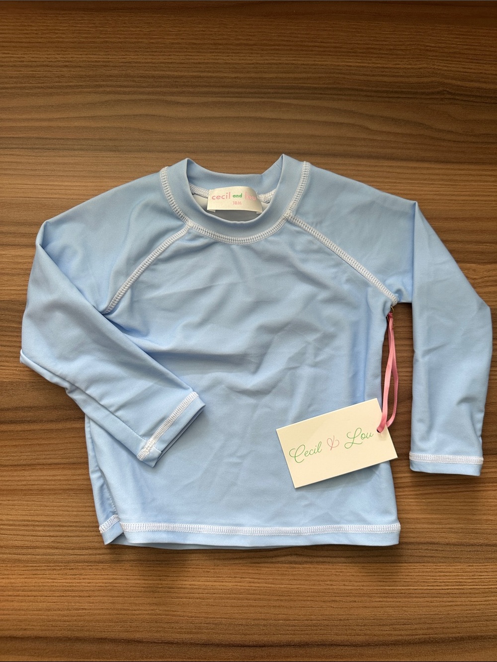 Cecil & Lou Light Blue Long-Sleeve Kids Swim Rashguard